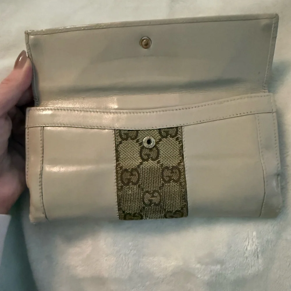 GUCCI Beige GG Monogram Leather Bifold Long Wallet Purse Accessories Italy - Picture 14 of 14